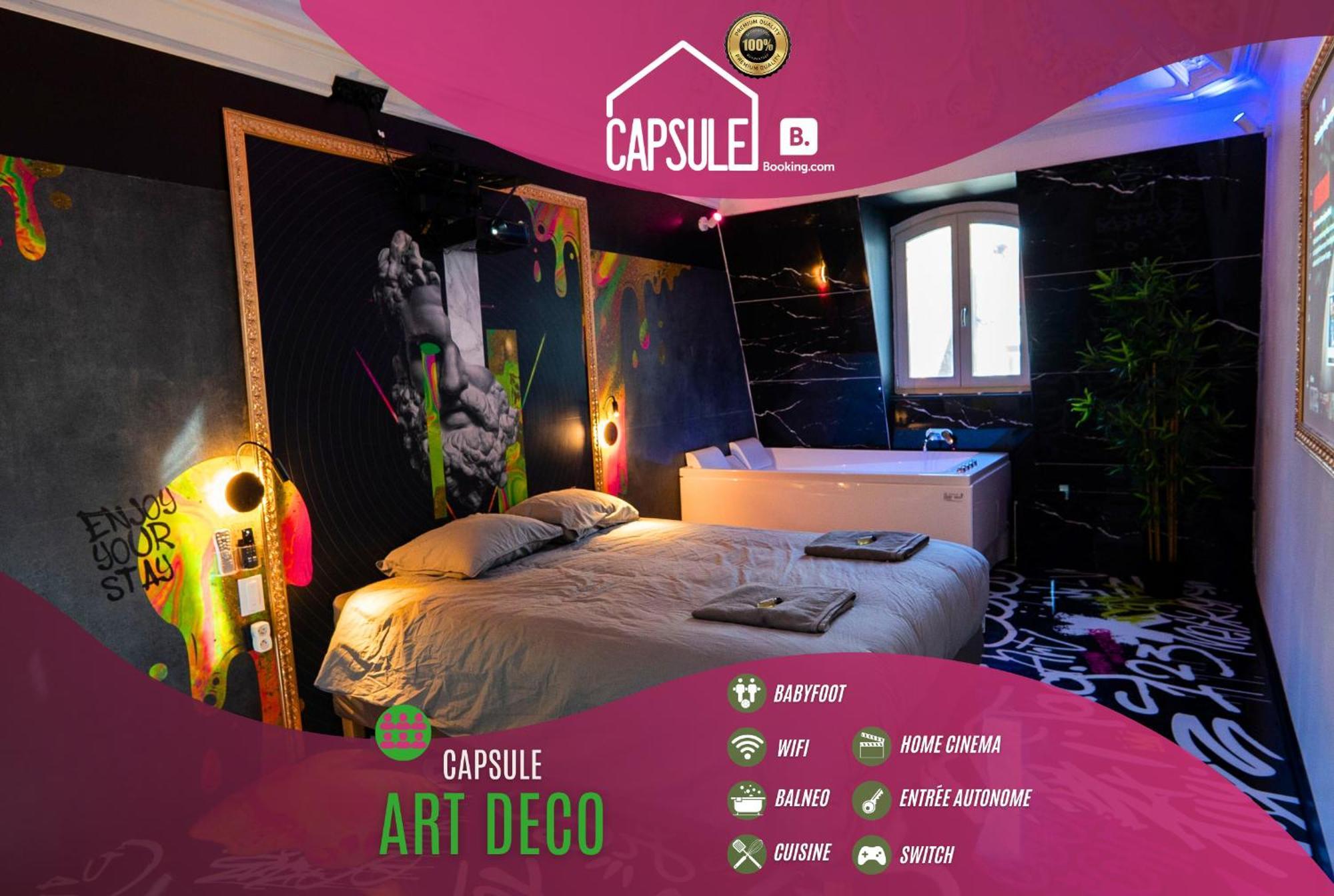 Capsule Art Deco - Jacuzzi - Netflix - Home Cinema - Arcade De Jeux & Nintendo Switch - 2 Chambres - Filet Suspendu Valenciennes Buitenkant foto